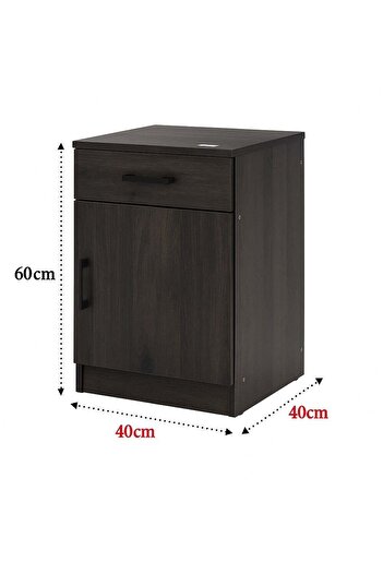 Generic Modern Dark Wood Storage Cabinet with Drawer and Door – Side Table for Bedroom and Office, Size 60