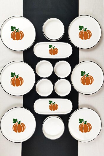 Sezka Life Pumpkin Series 14 Piece Ceramic Breakfast Set 6-Person Breakfast Set Luxury Ceramic