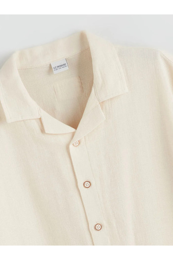 LC Waikiki Lcw Kids Ecru Basic Short Sleeve Boy's Shirt