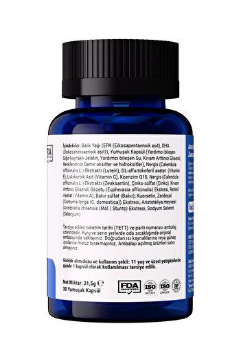 anocin Lutein Zeaksantin +omega3 + Göz Multivitamin Kompleks