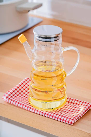 ACAR Vera Curved Glass Oil Pot with Metal Lid - 950 ml