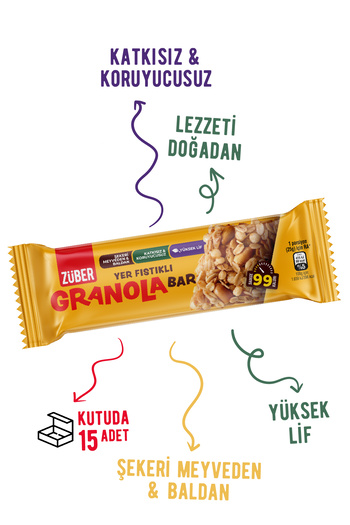 Züber Granola Bar Yer Fıstıklı 25g X 15 Adet