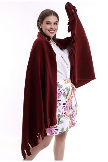 NERGIZ Polar Kışlık Bordo Atkı Şal