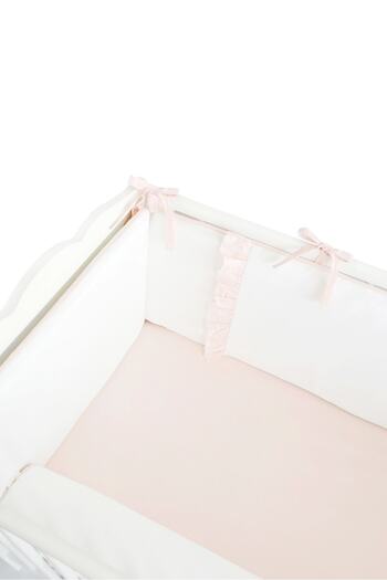 Piamom Baby Crib Frilly Bumper/side Protection Set 60x120 Off White-salmon/powder
