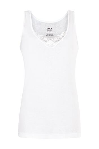 Şahin Women's Thick Strap Guipure Collar White Undershirt Shn30060