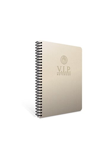 Gıpta Vip A4 140 Sheets Leather Cover Spiral Notebook (1080) Striped Cream