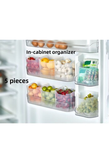 Bayev 5 Pieces Refrigerator - Shelf in the Door, Bathroom Cosmetic Organizer Door, Multi-Purpose Box Set