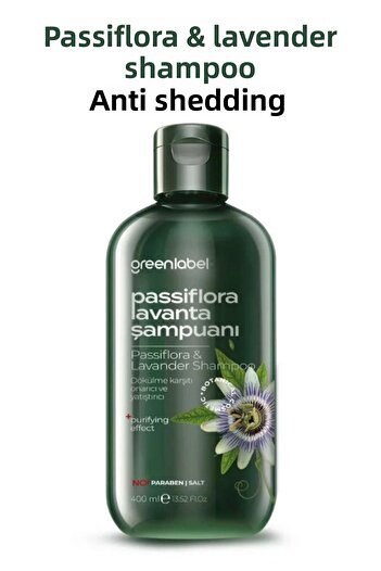 Greenlabel 400ml Passiflora and Lavender Extract - Paraben-Free and Salt-Free Dandruff Care Shampoo
