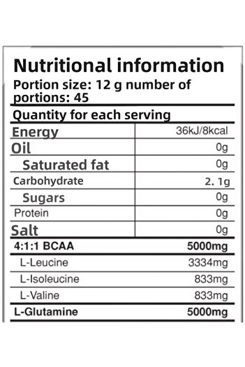 MYSUPPLEMENT Amino Acid Bcaa + Glutamine Watermelon Big Size 45 Servings 540 Gr 50/50 Mix Series