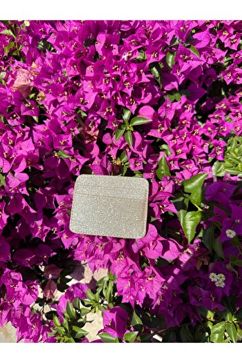 SİNİSA BAG Women's Gold Glitter Stylish Card Holder - 5 Compartments Minimal Design