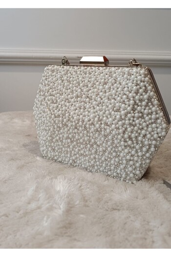 RUXENE Lune Hexagonal Crystal Handle Pearl Stone Processing Detail Bride Invitation Bag