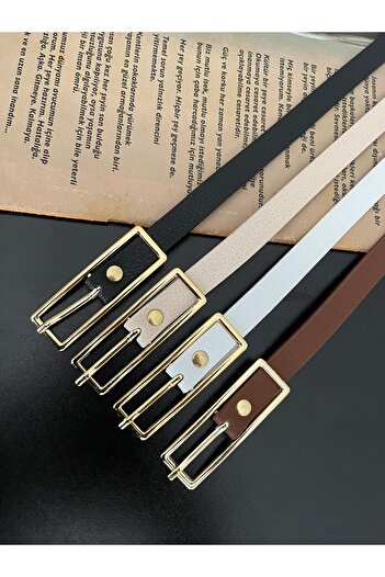 Damla 4-Pack Deal Product Gold Buckle Thin Belt, Trouser Belt, Shirt Belt, Coat Belt, Dress Belt