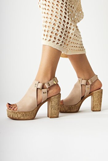 Limoya Hadel Nud Belted Platform Heeled Women's Sandals