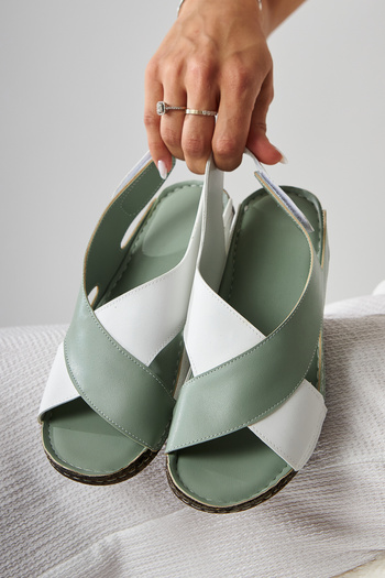 Limoya Margit Mint Cross Strap Women's Comfort Sandals