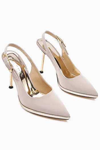 Limoya Maren Beige Buckle Thin Heeled Women's Shoes