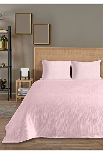 Evim 100% Natural Cotton 4 Layer Muslin Luxury Double Pique Set Pink 200X230Cm