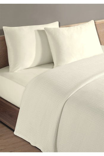 Evim 100% Natural Cotton 4 Layer Muslin Luxury Double Pique Set Ecru 200X230Cm