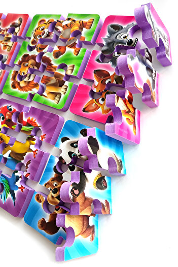 EVAKANCA 6 Parçalı 6 Adet Yaban Hayvanları Kalın Çocuk Puzzle Yapboz