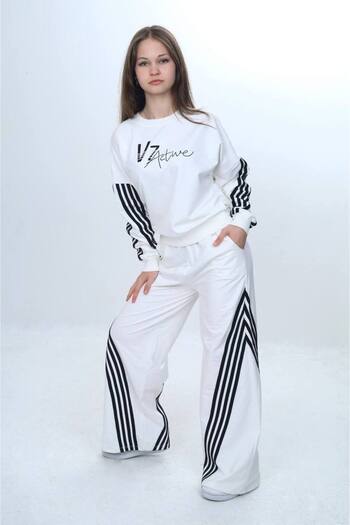 Joui Co Children's Oversize Tracksuit Set - 100% Cotton 2 Thread Stripe Detailed Comfortable Fit