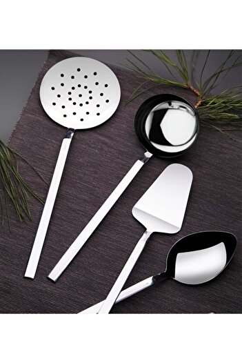 KEREM Casual Use 4-Piece Kitchen Set |   Stainless Steel Ladle Colander, Spatula Serving Set