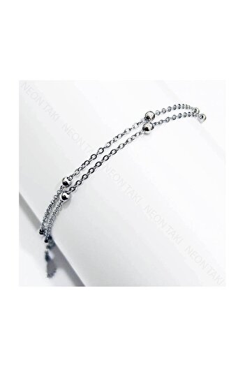 Neon Takı by Atalay Sensitive Label and Topcuklu, Stainless Steel Anklet 21, Silver Color