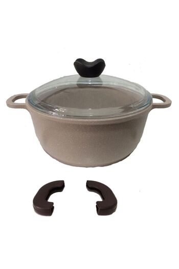 ThermoAD Granite Deep Pot 20 cm Mink Brovni with Disassembled Handle