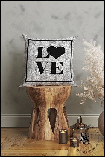SasoHome Gray Letter Pillow Case - Love - Decorative Digital Printed Gift Pillow Case with Love - Letters