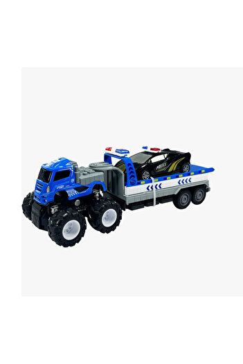 Vardem Sürtmeli 4x4 Polis Araç Taşıyıcı Tır – Die-Cast Oyuncak Seti (26 cm Tır + 12 cm Polis Araç)