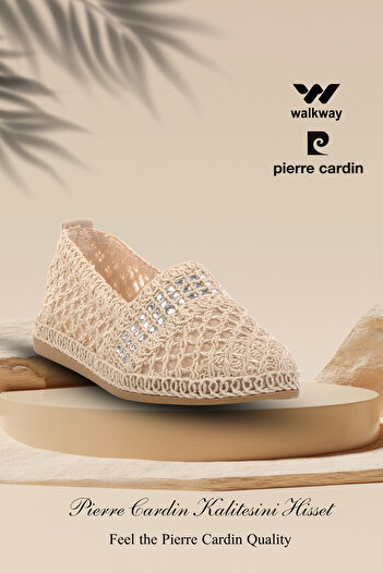 Pierre Cardin Pc-54570 Z Cream Straw Knitted Women's Ballerinas