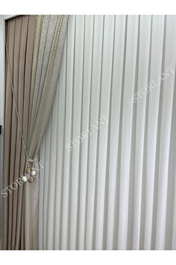 Storlant Bamboo Heavy Weight 1/3 Pleated Ironing Non-Ask Tulle Curtain |   Special Series Dense Textured Premium Bamboo