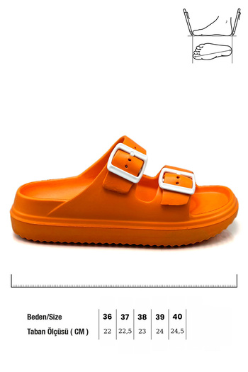 Moda Anna Orange Lightweight Eva Double Buckle Summer Beach and Pool Slippers - Sink