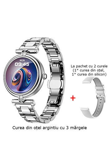 GBV LOGIC Women's smartwatch with 2 GBV LOGIC bracelets, bluetooth, heart rate, sleep, calorie monitoring