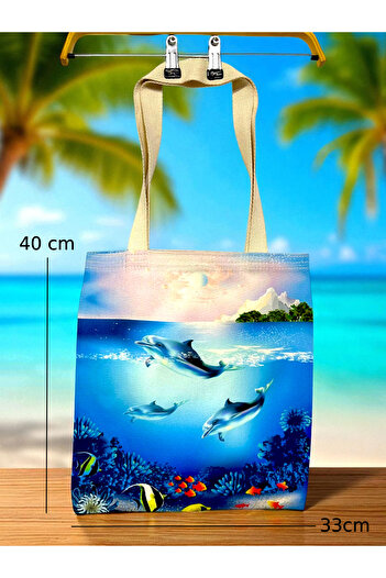 MELOOX Digital Printed Women's Beach Bag with Multi-Color Pattern