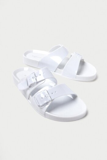 Mubiano Summer Women's Jelly Matte White Flat Slippers-Mstb146-B