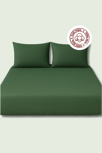 sutra 100% Cotton Satin Deluxe Series Double Size Fitted Sheet Set