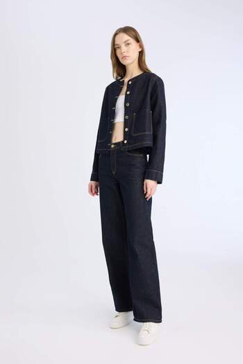 DeFacto Crop Buttoned Pocket Jean Jacket 3188727