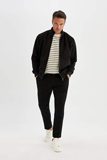 DeFacto Velvet Slim Fit Bomber Coat - College Collar, 3138052