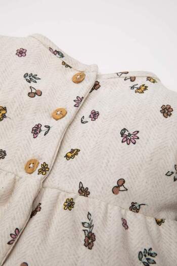 DeFacto Kız Bebek Çiçek Desenli Fırfırlı Uzun Kollu Twill Elbise D3072A524AU