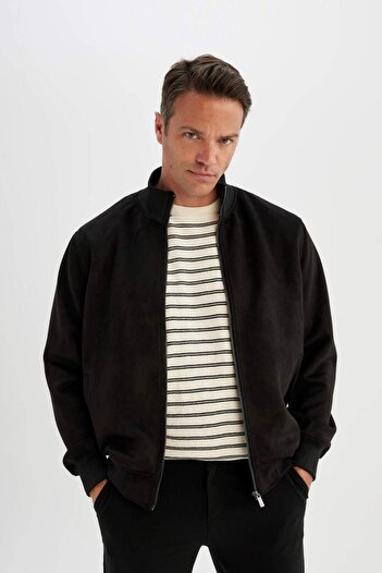 DeFacto Velvet Slim Fit Bomber Coat - College Collar, 3138052