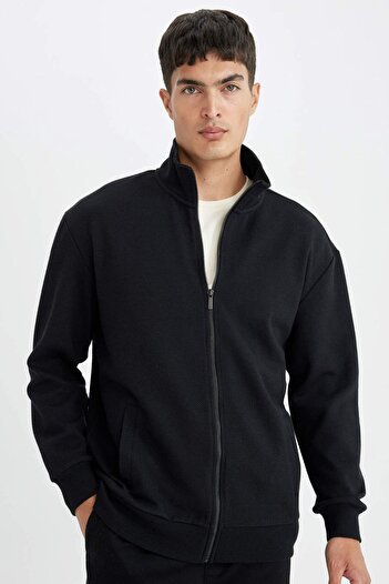 DeFacto Relaxed Fit Stand Collar Basic Sweatshirt with Pockets - D4971Ax24Au