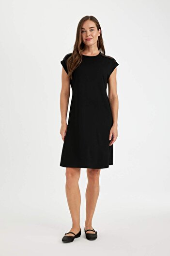 DeFacto Crew Neck Short Sleeve A-line Midi Dress - D4659ax24hs