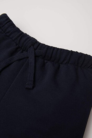 DeFacto Baby Boy Navy Blue Elastic Waist Label Printed Sweatpants D4611A524Au