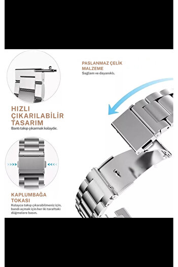PSGT Xiaomi Redmi Watch 5 Active Ve Huawei Watch Gt3 Pro Titanyum 46mm Uyumlu Bakla Metal Kordon Kayış