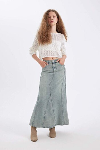 DeFacto Fashion Fit Cepli Jean Maxi Etek D4420AX24AU