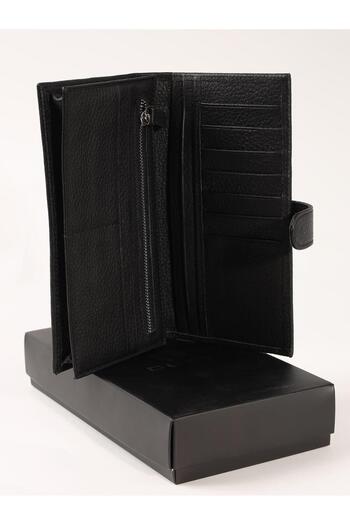 Dufy Black Men's Leather Portfolio Wallet