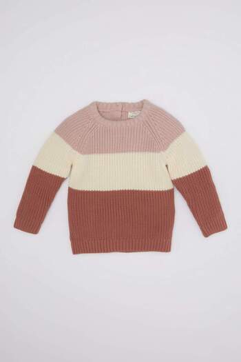 DeFacto Baby Girl Color Block Crew Neck Knitwear Sweater C8292A524Wn