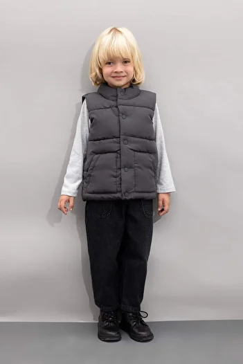 DeFacto Baby Boy Stand Collar Water Repellent Fabric Snap Closure Inflatable Vest A2813A524Au