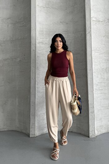 İstangül Butik Everyday Comfort Modal Fabric High Waist Comfortable Pants