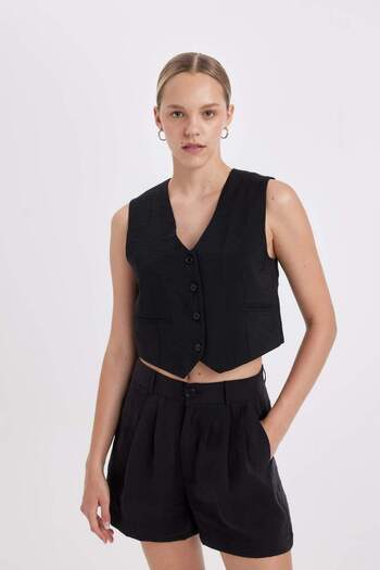DeFacto Modal V-Neck Blazer Vest - Regular Fit D4041AX24HS