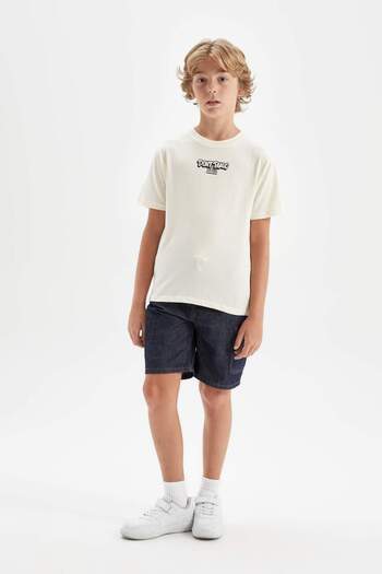 DeFacto Boy's Short Sleeve Printed T-Shirt - Crew Neck C4663A824HS